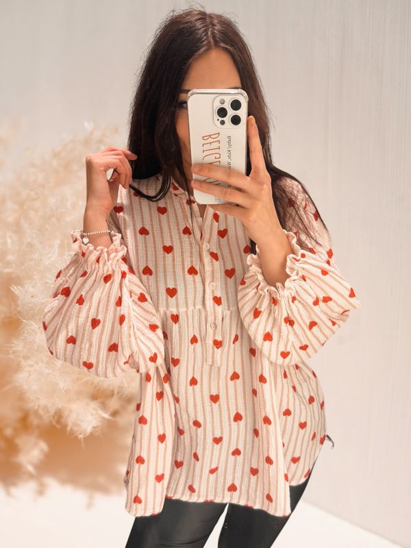 Bluse mit Herzchen - one size (36-44)