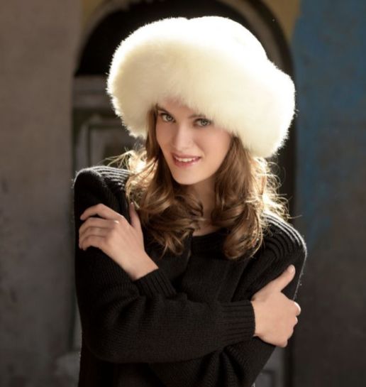 Alpaca Fur Hat, Color: White