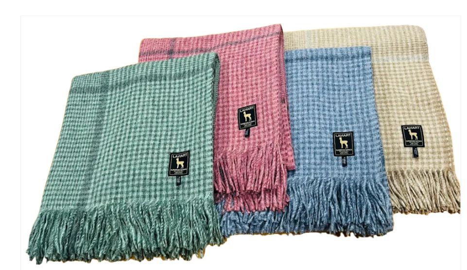 Cross Plaid Alpaca Throw Blanket