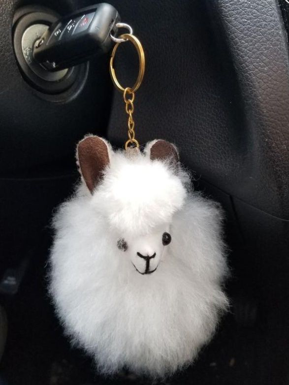 Happy Alpaca Face Keychain