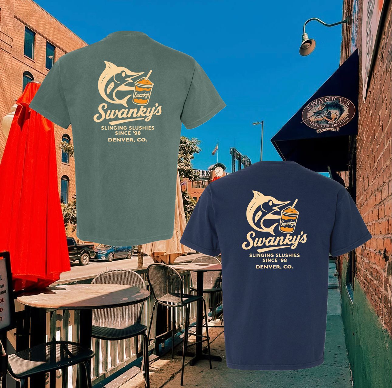 *NEW* SWANKY'S BRANDED T  BLUE