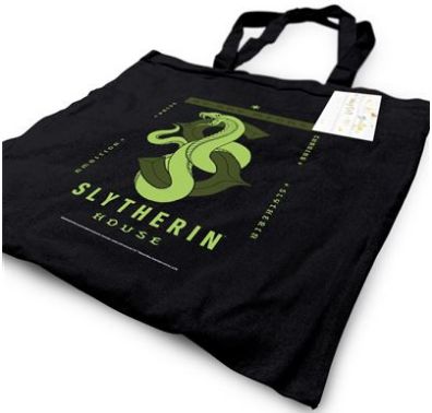 Harry Potter Black Tote Bag, Colour: Slytherin