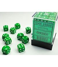 Chessex - Opaque 12mm D6 Dice Block - Green w/White
