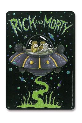 Rick &amp; Morty Tin Sign Spaceship
