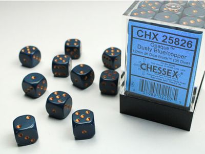 Cheesex - Opaque 12mm D6 Dice Block - Dusty Blue w/Copper