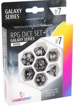 Gamegenic Galaxy Series - Moon - RPG Dice Set (7pcs) Black
