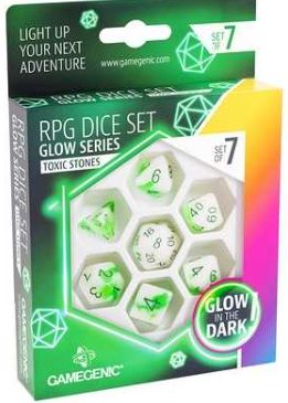 Gamegenic Glow Series - Toxic Stones - RPG Dice Set (7 pcs) Green