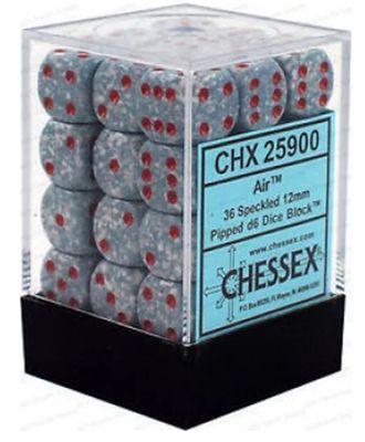 Chessex Speckled 12mm d6 Dice Blocks with Pips (36 Dice) - Air