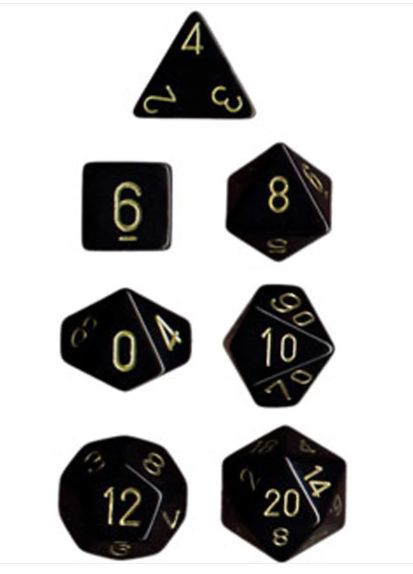 Polyhedral Dice: Opaque - Black with Gold