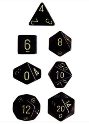 Polyhedral Dice: Opaque - Black with Gold