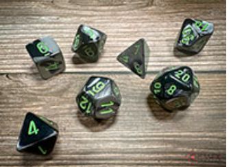Chessex - Gemini Polyhedral 7 Dice Set - Black-Grey w/Green