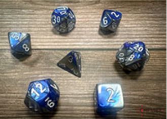 Chessex - Gemini Polyhedral 7 Dice Set - Blue, Steel &amp; w/White