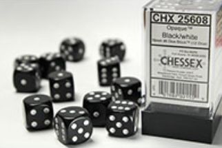 Chessex - Opaque 16mm D6 Dice Block - Black w/White