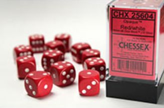 Chessex - Opaque 16mm D6 Dice Block - Red w/White