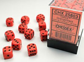 Chessex - Opaque 12mm D6 Dice Block - Orange w/Black