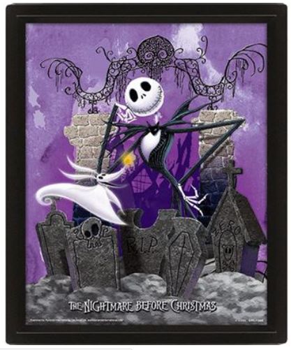 Nightmare Before Christmas (Graveyard) Framed 3D Print