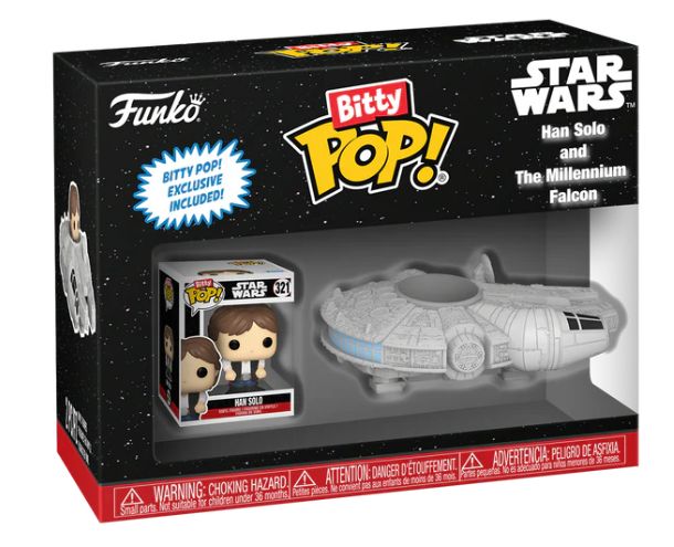 Star Wars Bitty POP! Rides Vinyl Figure Display Han Solo w/Millenium Falcon 2,5 cm