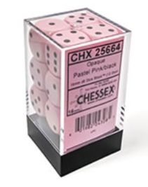 Opaque Pastel 16mm D6 Dice Block - Pink/Black