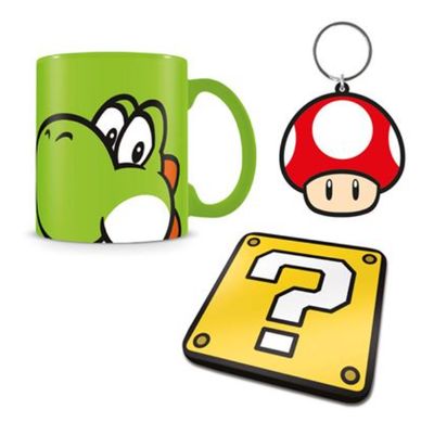 Super Mario (Yoshi) Mug Coaster &amp; Keychain Set