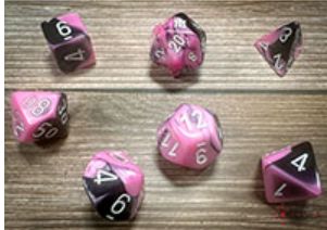 Chessex - Gemini Polyhedral 7 Dice Set - Black-Pink w/White
