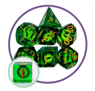 Green Snake Eyes Dice Set
