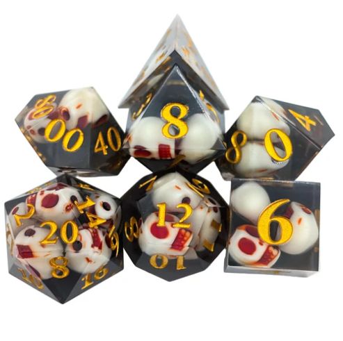 Sharp Edge Black Skull Dice Set