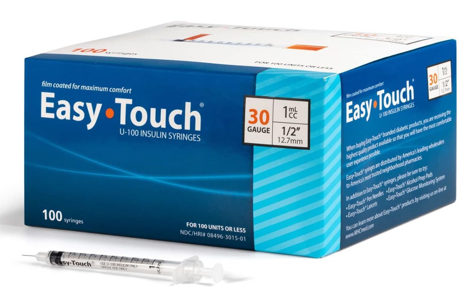 Insulin Syringes 30G - 1/2" - 1ml #100