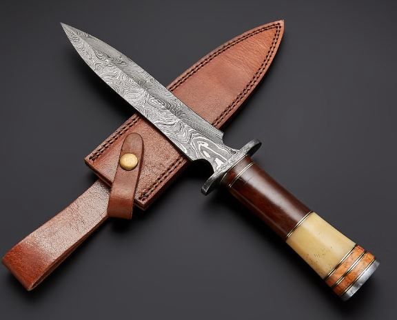 Damascus Dagger DBL EDGE Bone HNDL