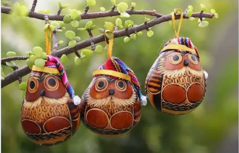 Gourd Ornie: Santa Owl