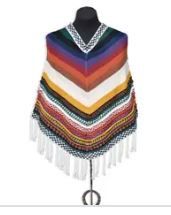 Alpaca Poncho Striped V Neck shape