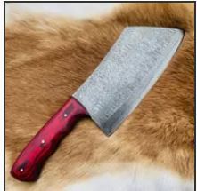 Chinese Cleaver: Damasc Red HNDL 11&quot;