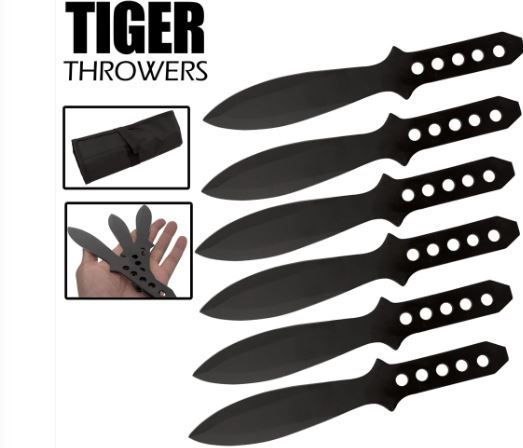 THRWR: 6PCS blk ss blds 8.5&quot;