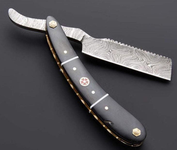 Razor Damasc BLD: BLK HNDL w/Pins