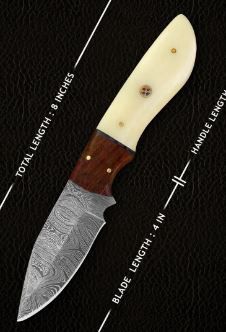 Hunt KNF: 8" Damasc Bone&amp;WD HNDL