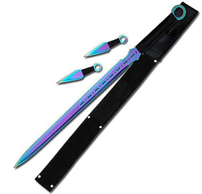 Fantasy BLU Sword 28 w/Thrws 6"