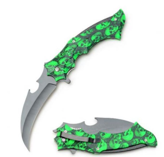 FLDR: Zmbie Hawskbill BLD GRN Skull HNDL