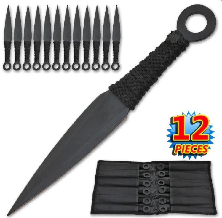 THRWR: Kunai 12pcs w/ case BLK