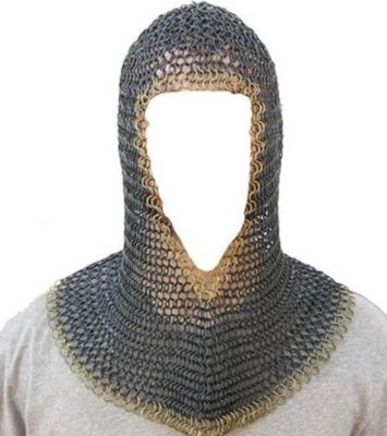 Black Chain Mail Coif 19"