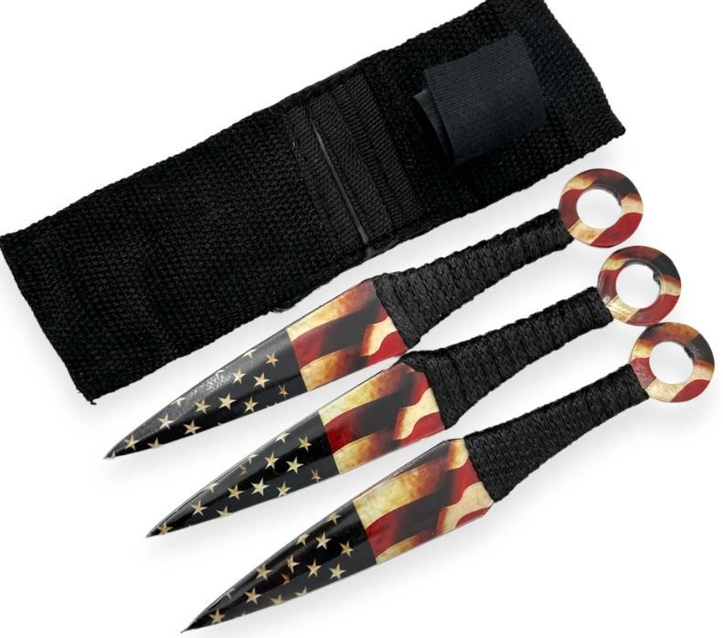THRWR: 3pc USA Flag/Skull 7&quot;