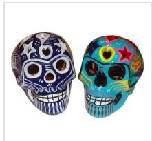 Ceramic Sugar Skull 7&quot;