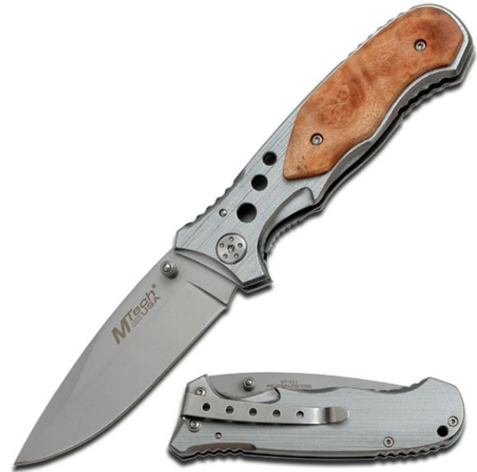 KNF: Alum HNDL wood Overlay SLVR Bld