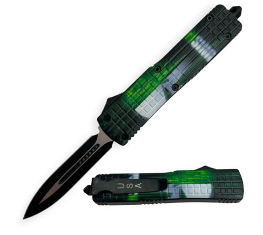 OTF: 9&quot; GRN&amp;WHT Skull