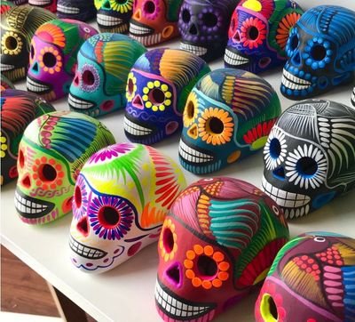 Mexican Sugar Skull Painted  2&quot;
