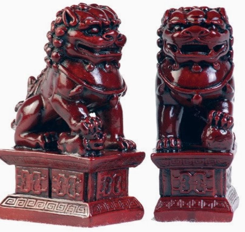 FU DOGS: Red 4&quot; Set/2