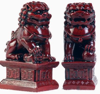 FU DOGS: Red 4" Set/2