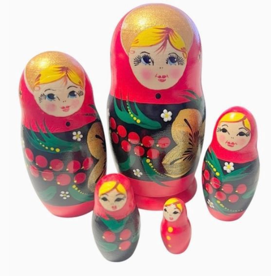 Nesting Doll 5pcs: Red Berries 5&quot;