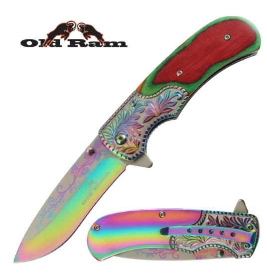 KNF: DRP PT RNBW BLD wood HNDL