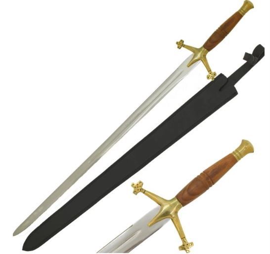 Claymore Sword 42&quot; Wood and Brass HNDL