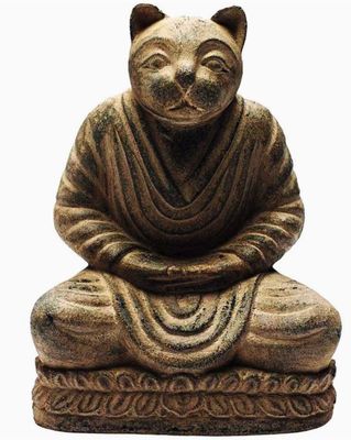 Volcanic Stone Statue: Buddha Cat