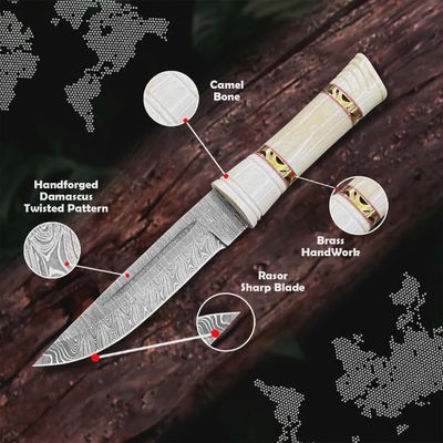 Hunt KNF: Damasc10&quot;  Bone Brass HNDL